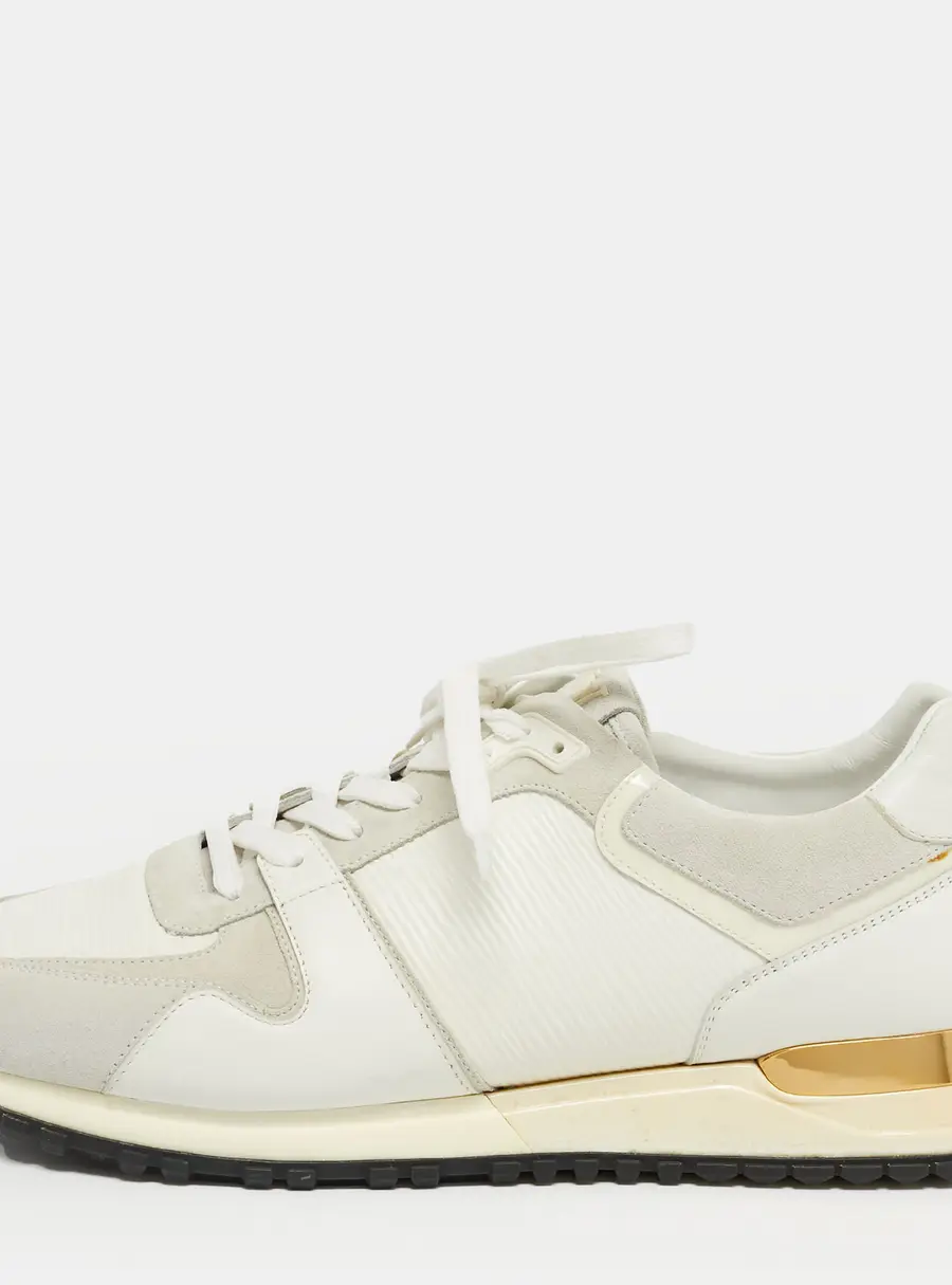 Louis Vuitton White Leather and Suede Run Away Lace Up Sneakers Size 39.5