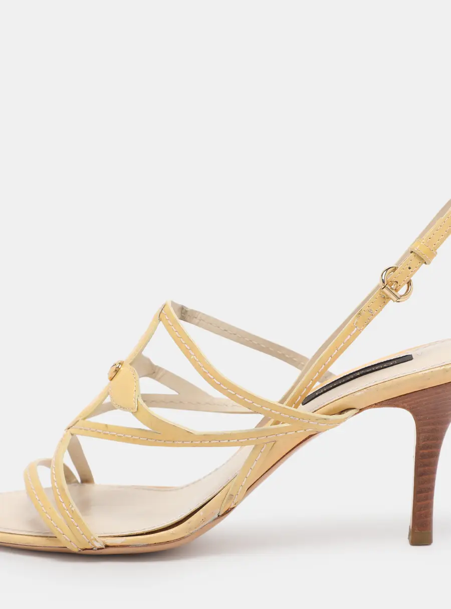 Louis Vuitton Yellow Patent Leather Strappy Slingback Sandals Size 36.5