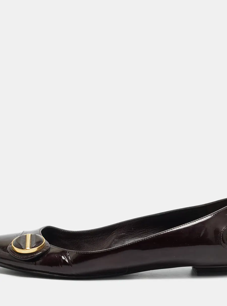 Louis Vuitton Sloane Size 37.5 Burgundy Patent Leather Ballet Flats