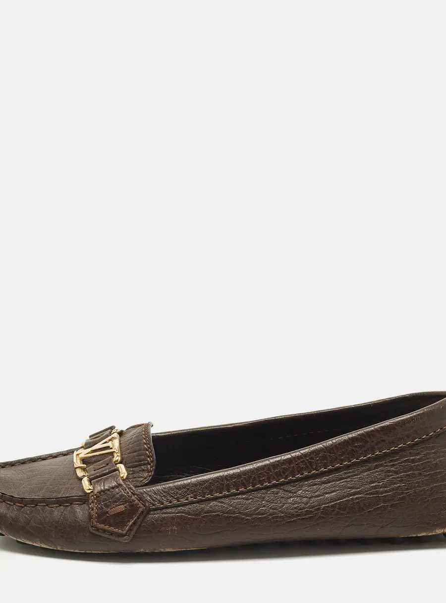 Louis Vuitton Oxford Size 37.5 Dark Brown Leather Loafers