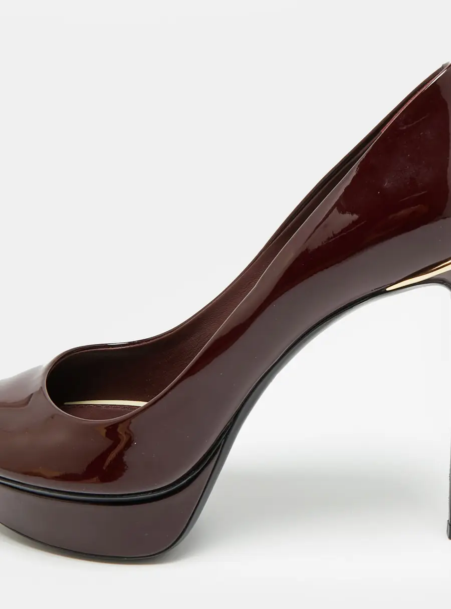 Louis Vuitton Oh Really! Size 37.5 Burgundy Patent Leather Platform Pumps