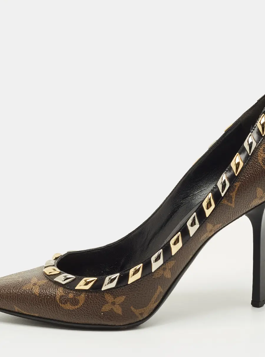 Louis Vuitton Size 39 Brown/Black Monogram Canvas and Leather Eldorado Pumps