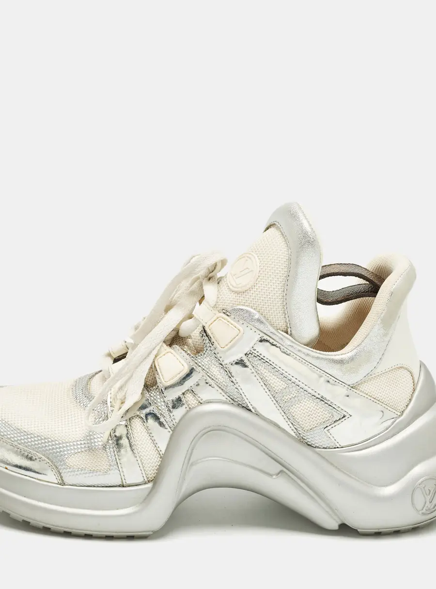 Louis Vuitton Archlight Size 40 White Foil Leather, Leather and Mesh High Top Sneakers