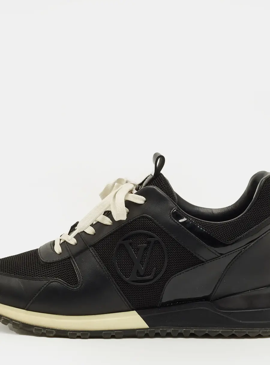 Louis Vuitton Run Away Size 37.5 Black Leather and Mesh Lace Up Sneakers