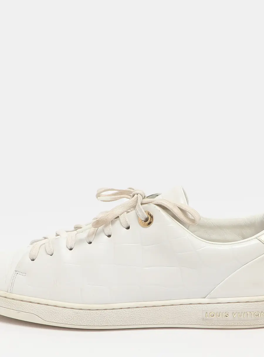 Louis Vuitton Frontrow Size 39 White Croc Embossed Leather Low Top Sneakers