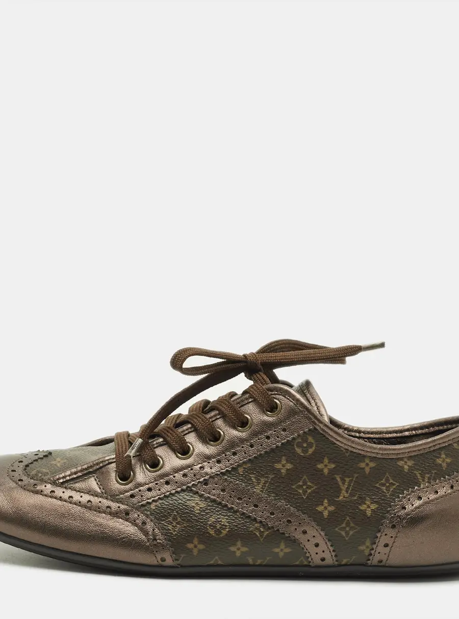 Louis Vuitton Size 40 Brown/Bronze Monogram Canvas and Leather Low Top Sneakers