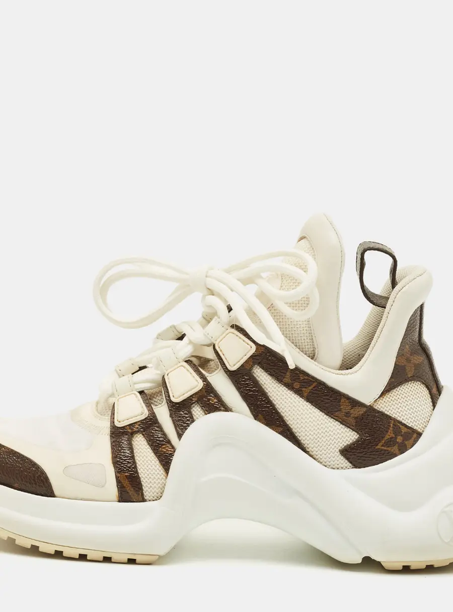 Louis Vuitton Archlight Size 36.5 White Monogram Canvas and Mesh Lace Up Sneakers