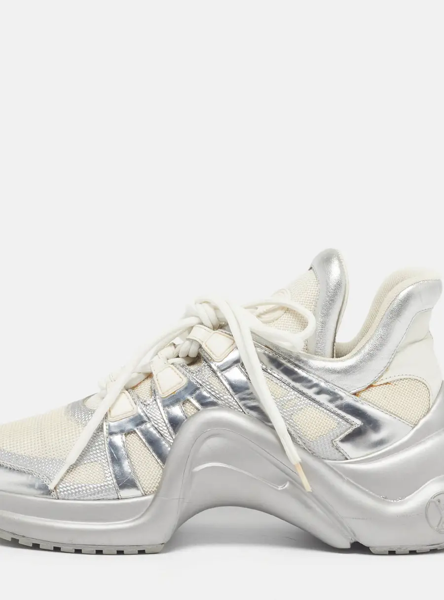 Louis Vuitton Archlight Size 39.5 White/Silver Leather and Mesh High Top Sneakers