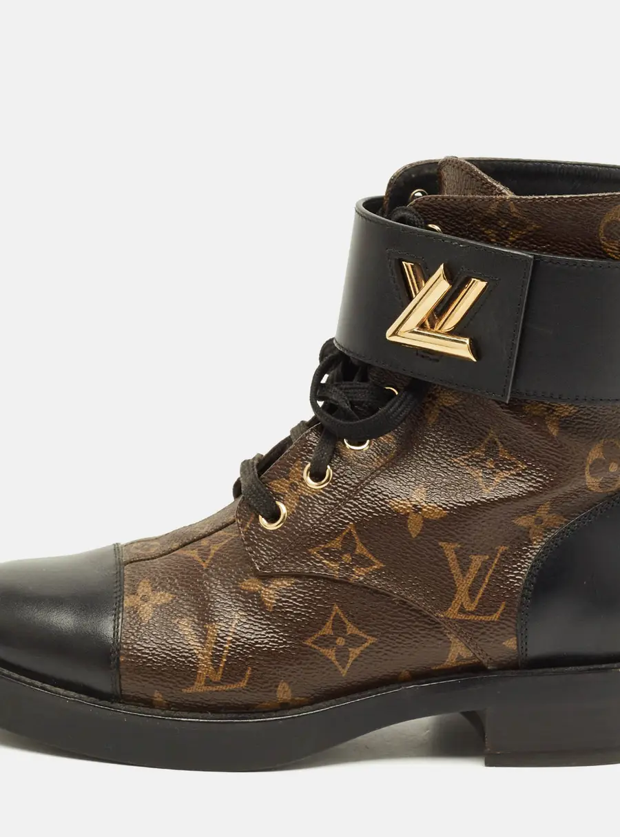 Louis Vuitton Wonderland Ranger Size 37 Brown/Black Monogram Canvas and Leather Ankle Boots