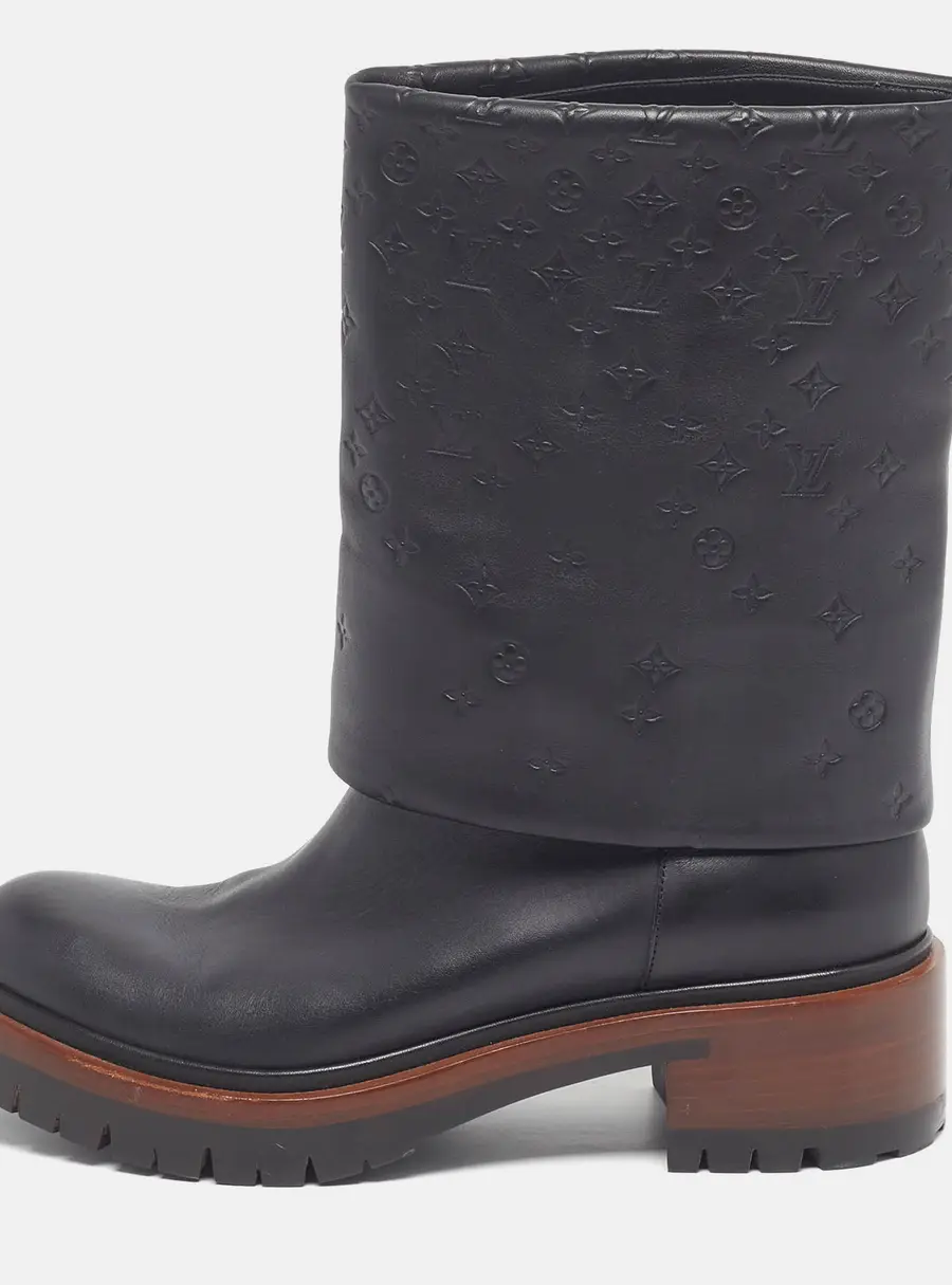 Louis Vuitton Road Trip Size 38 Black Monogram Leather Boots