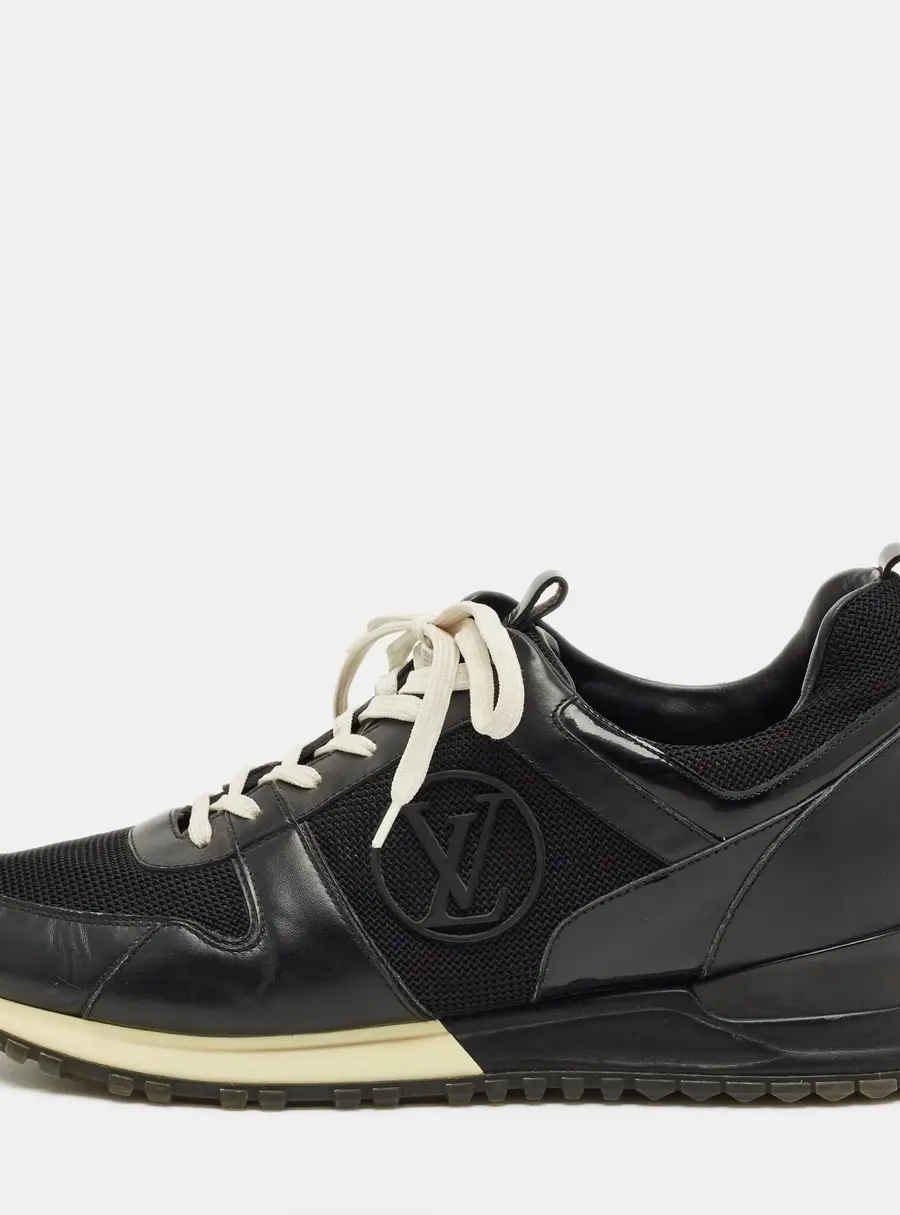 Louis Vuitton Run Away Size 39.5 Black Leather and Mesh Lace Up Sneakers