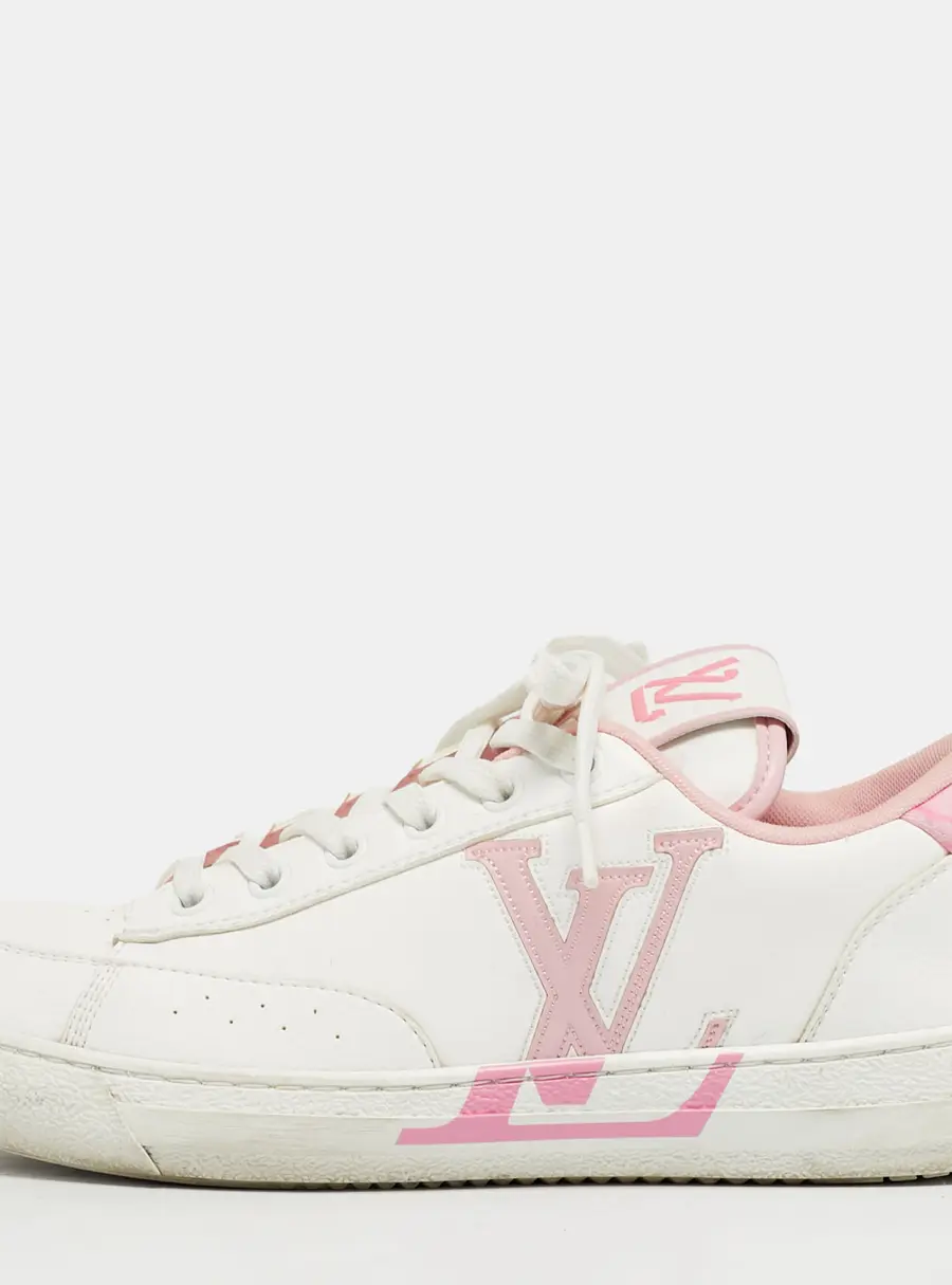 Louis Vuitton White/Pink Leather Charlie Low Top Sneakers Size 37
