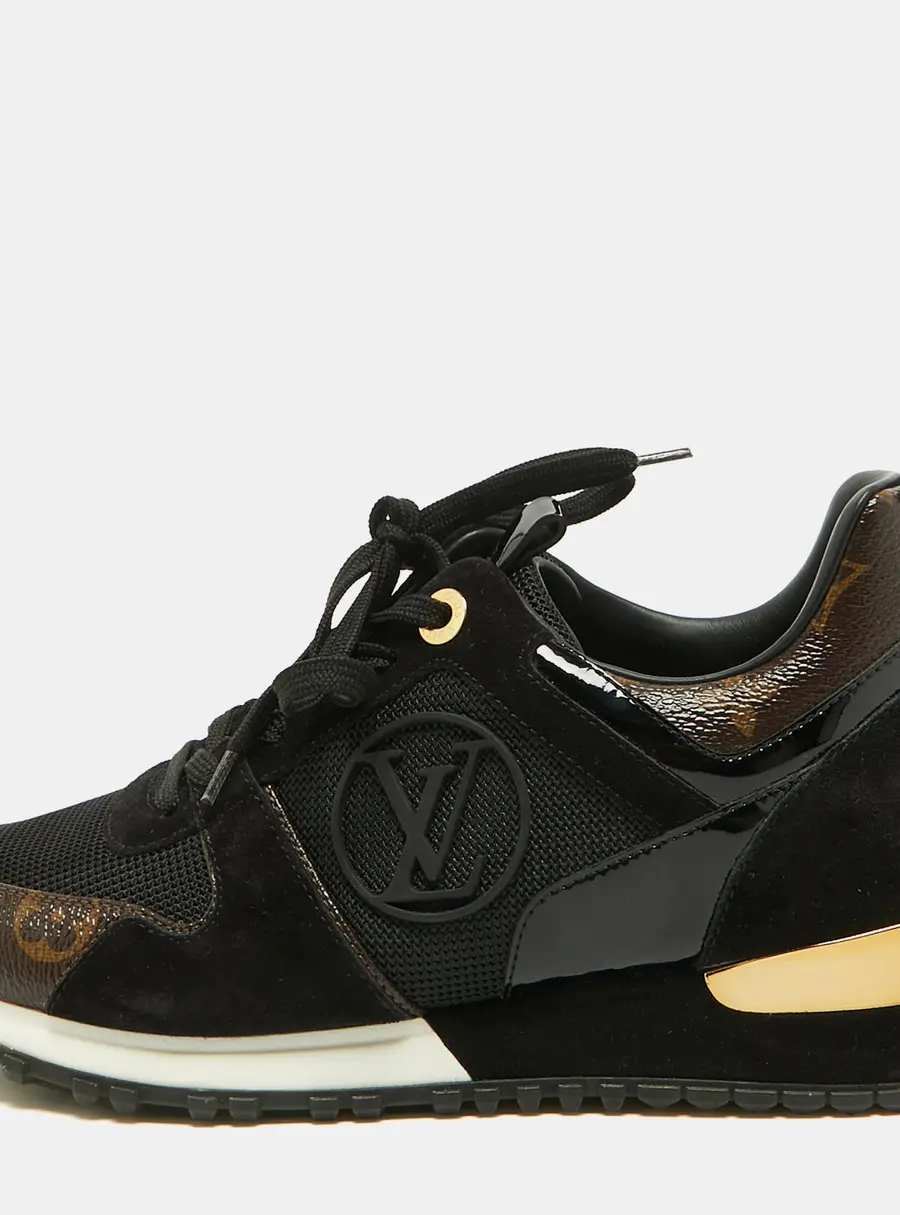 Louis Vuitton Run Away Size 35 Black/Brown Monogram Canvas and Mesh Low Top Sneakers