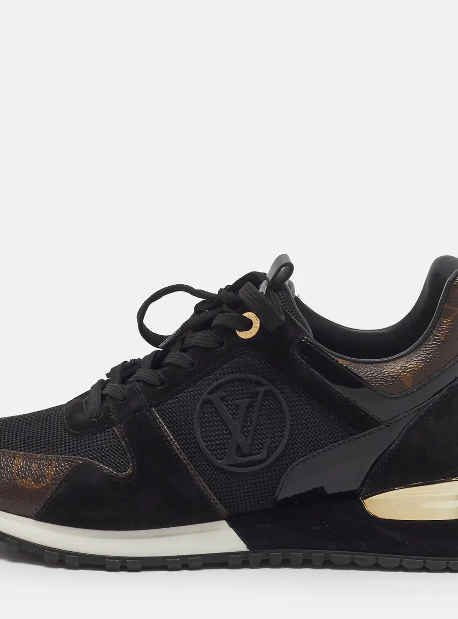 Louis Vuitton Run Away Size 38 Black/Brown Monogram Canvas and Mesh Low Top Sneakers