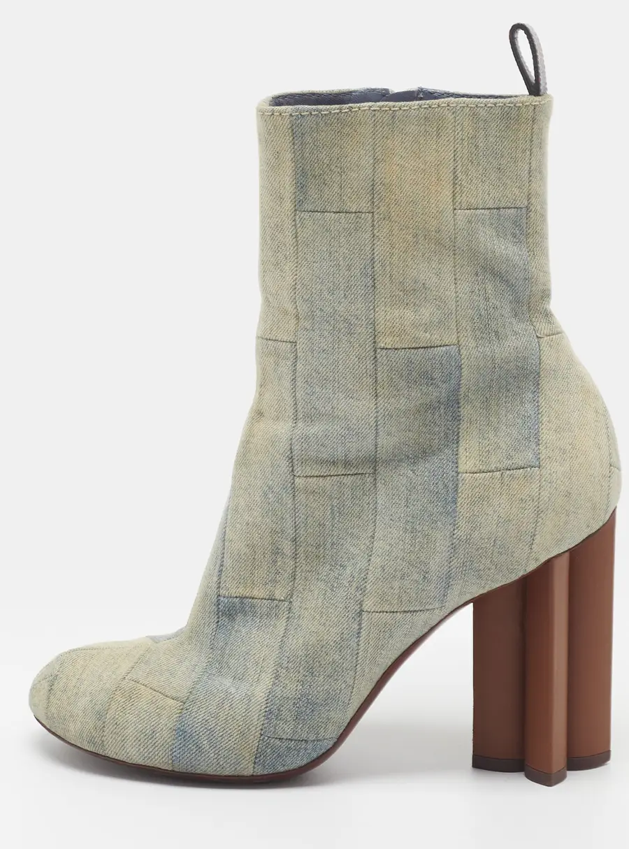 Louis Vuitton Silhouette Size 38.5 Blue Denim Ankle Length Boots