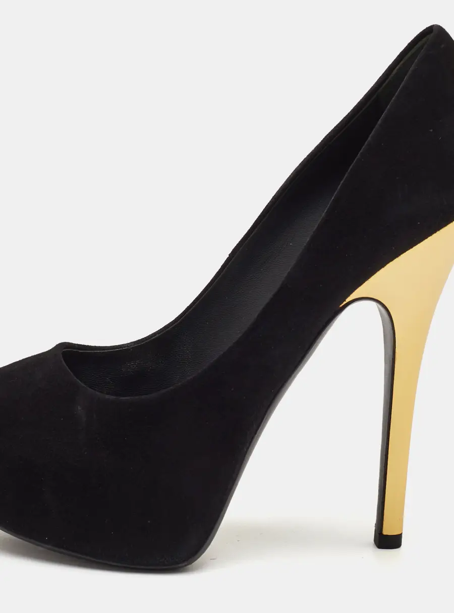 Louis Vuitton Oh Really! Size 36.5 Black Suede Peep Toe Platform Pumps