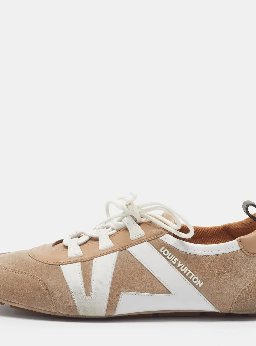 Louis Vuitton Sneakerina Size 40 Beige/White Leather and Suede Low Top Sneakers