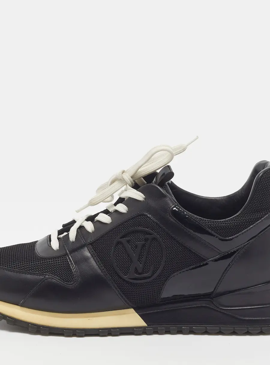 Louis Vuitton Run Away Size 38.5 Black Leather and Mesh Lace Up Sneakers