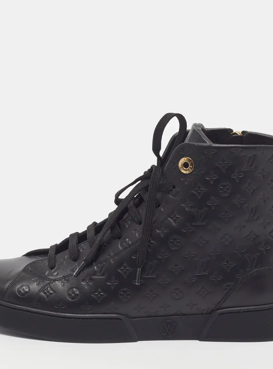 Louis Vuitton Stellar Size 39 Black Monogram Leather High Top Sneakers