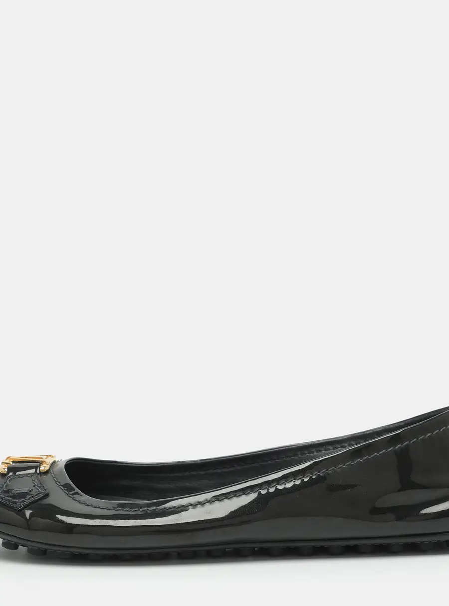 Louis Vuitton Oxford Size 41 Dark Green Patent Leather Ballet Flats