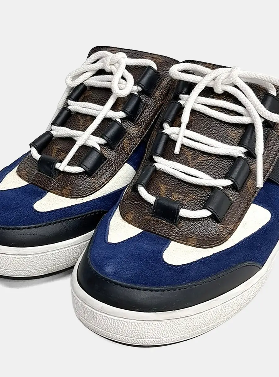 Louis Vuitton Lou Open Bag Multicolor Canvas Suede Sneakers EU 38