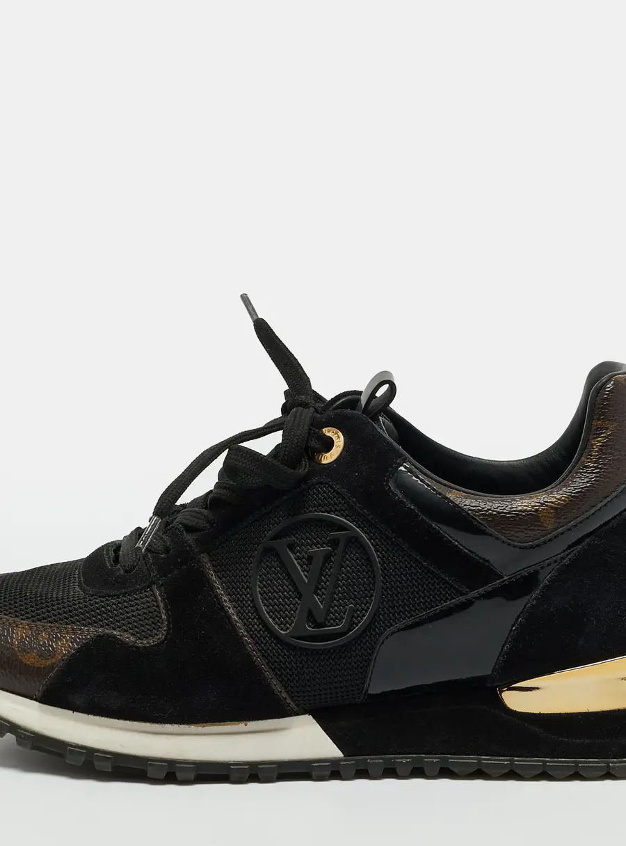 Louis Vuitton Run Away Size 37 Black/Brown Monogram Canvas and Mesh Low Top Sneakers