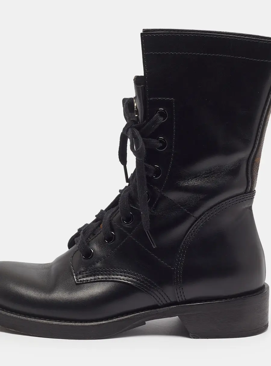 Louis Vuitton Wonderland Ranger Size 38.5 Black Leather Combat Boots