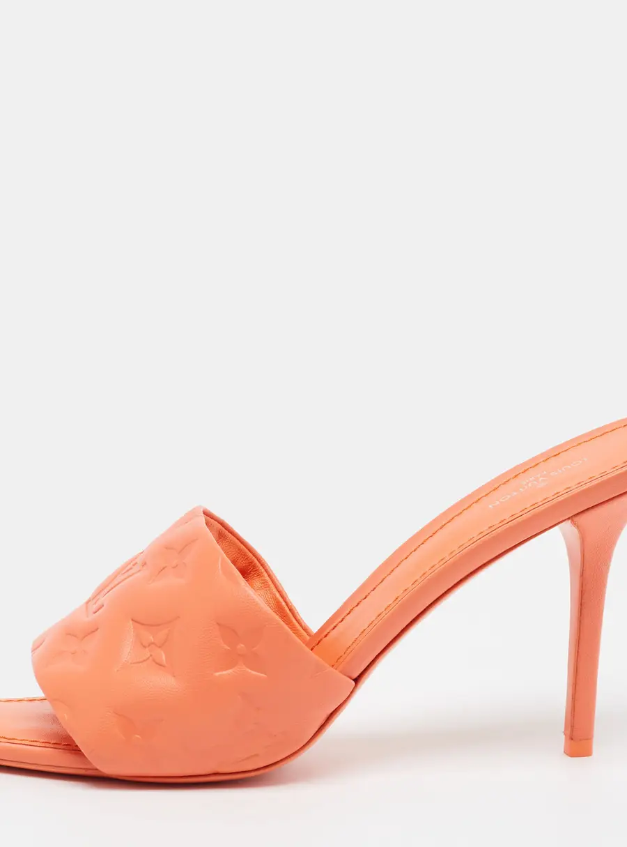 Louis Vuitton Revival Size 40 Orange Monogram Leather Slide Sandals