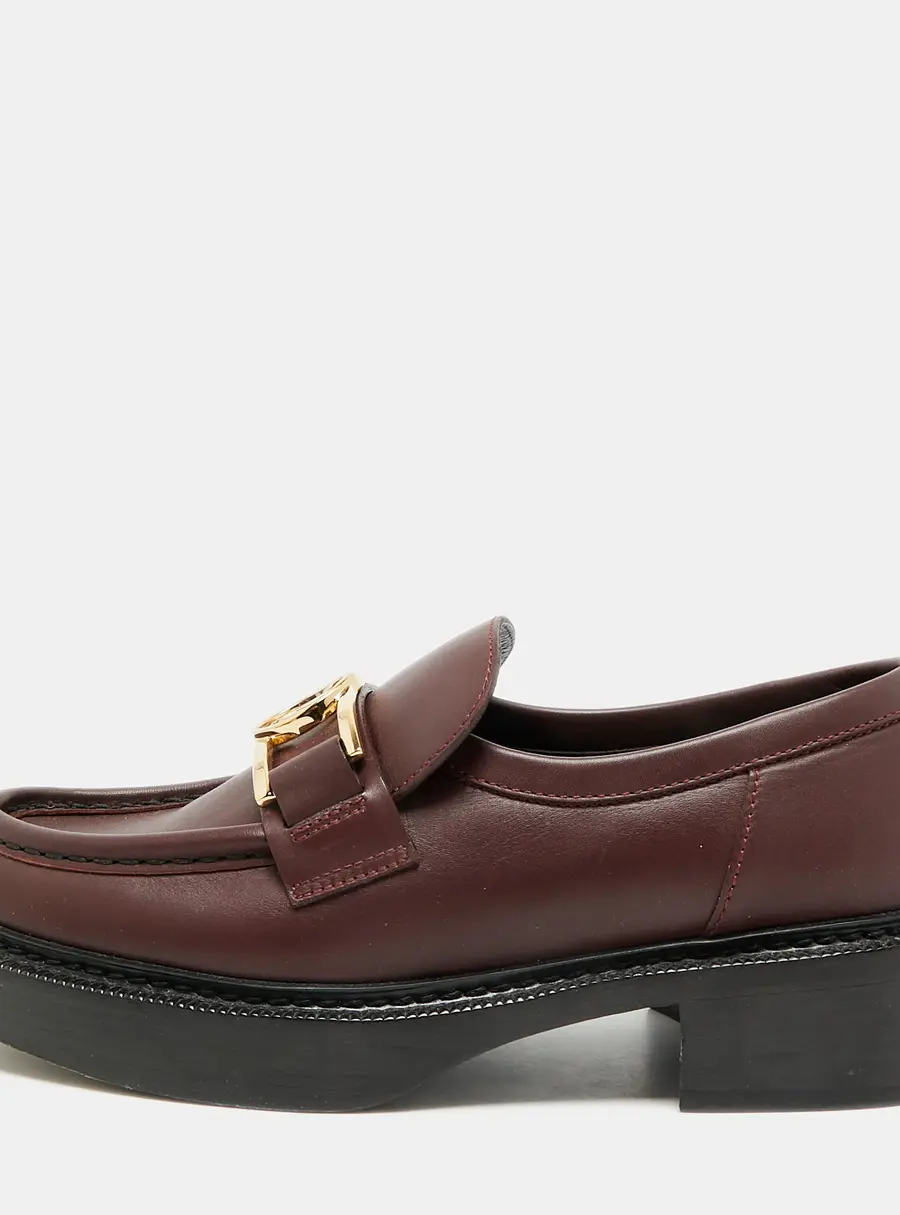 Louis Vuitton Academy Size 38.5 Burgundy Leather Loafers
