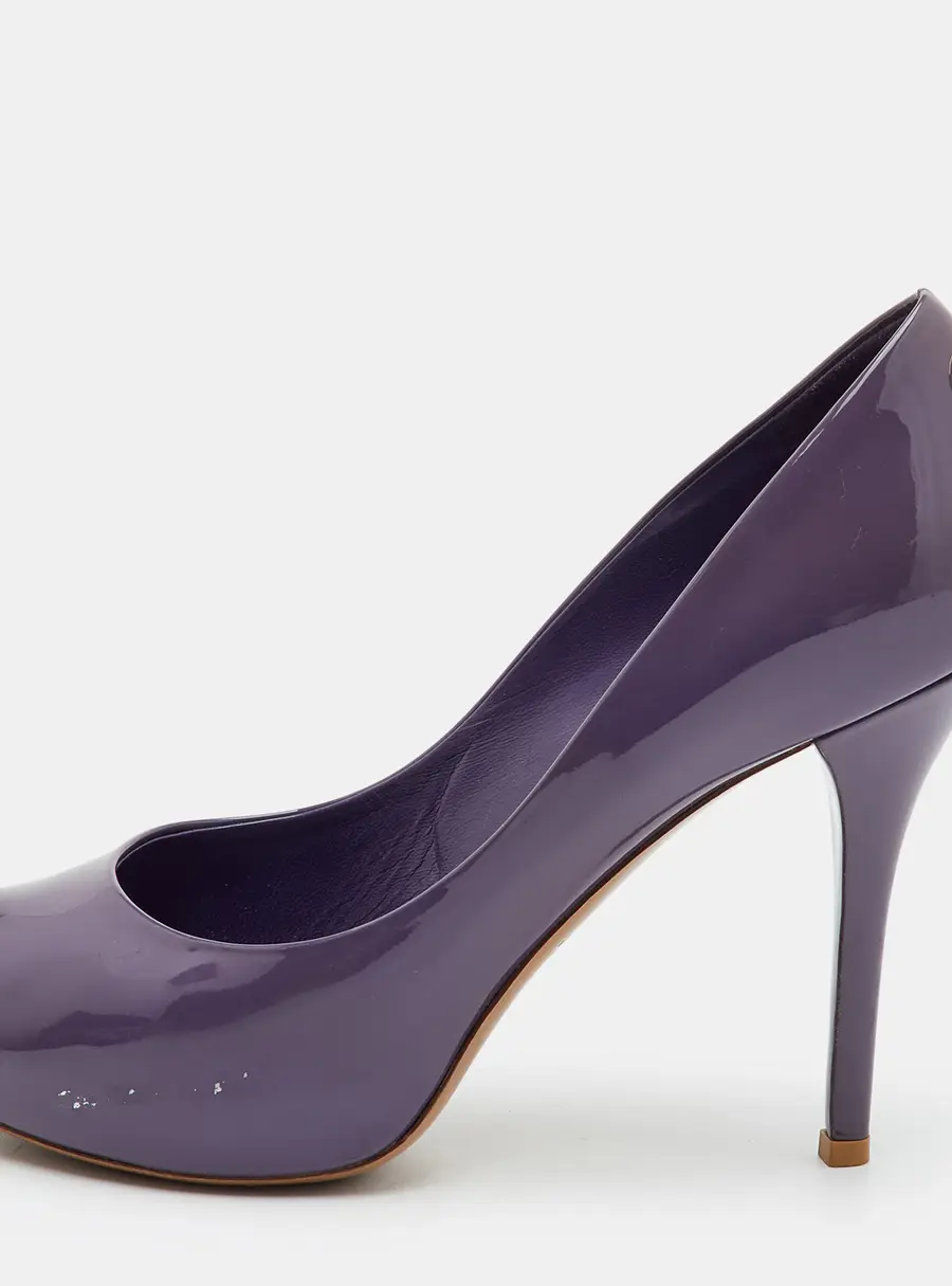 Louis Vuitton Oh Really! Size 39 Purple Patent Leather Platform Peep Toe Pumps