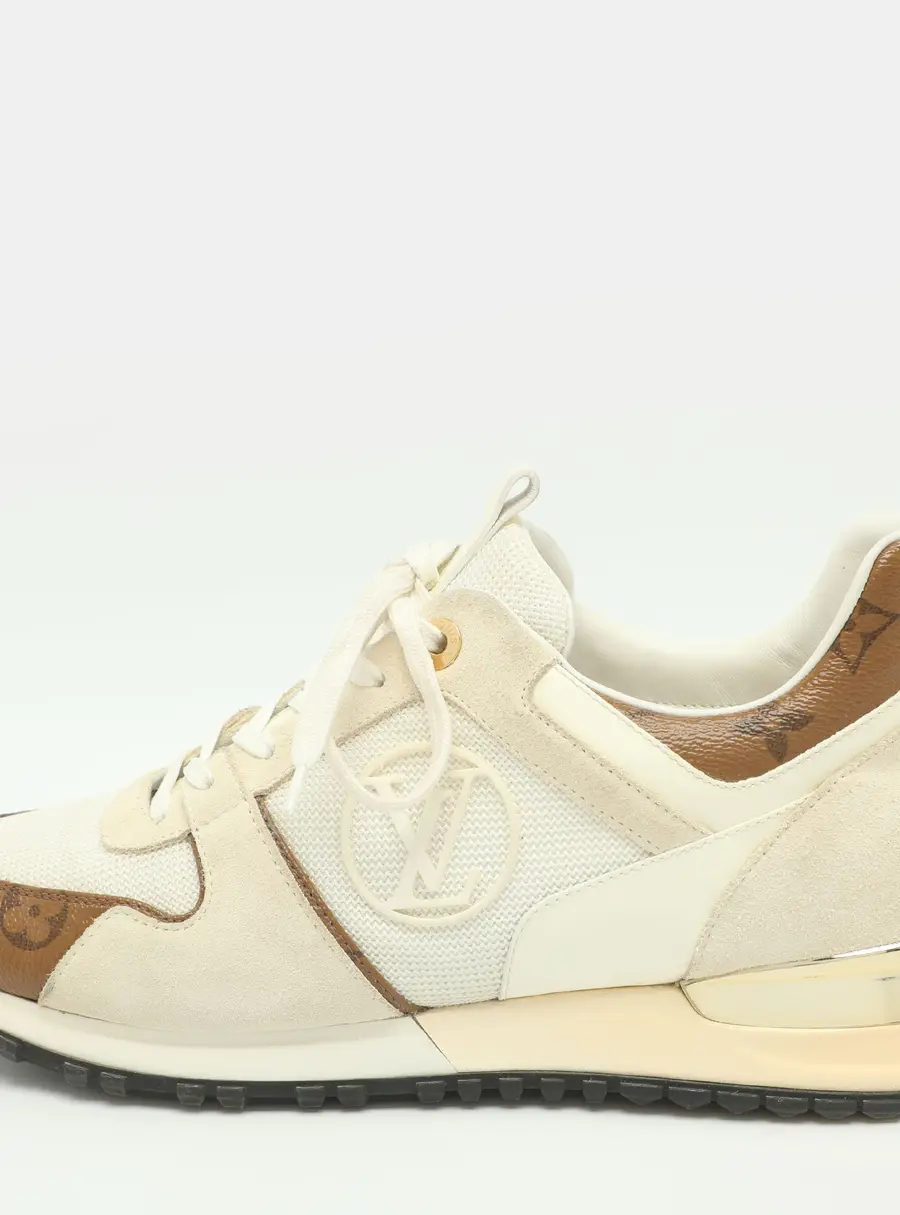 Louis Vuitton Run Away Size 40 White/Brown Reverse Monogram Canvas and Mesh Low Top Sneakers