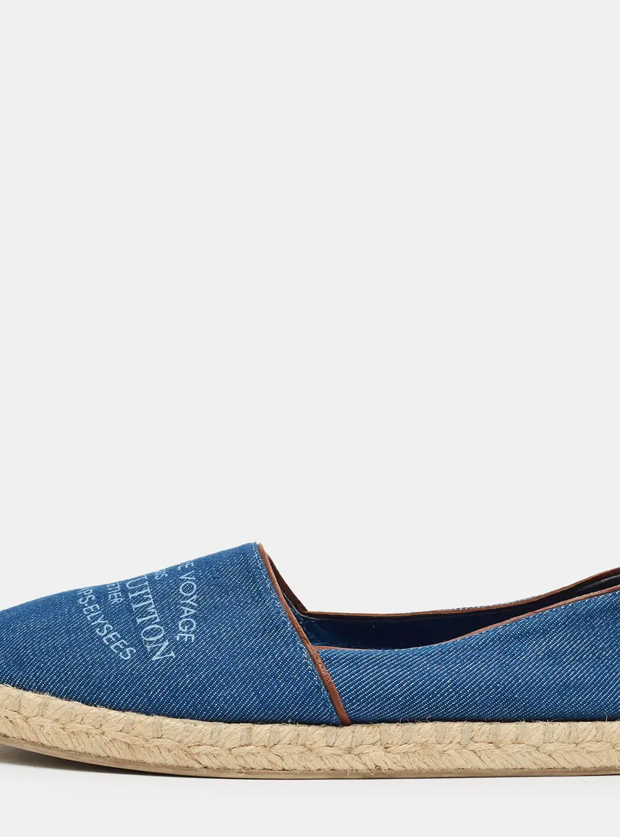 Louis Vuitton Articles De Voyage Size 37 Navy Blue Canvas Espadrille Flats