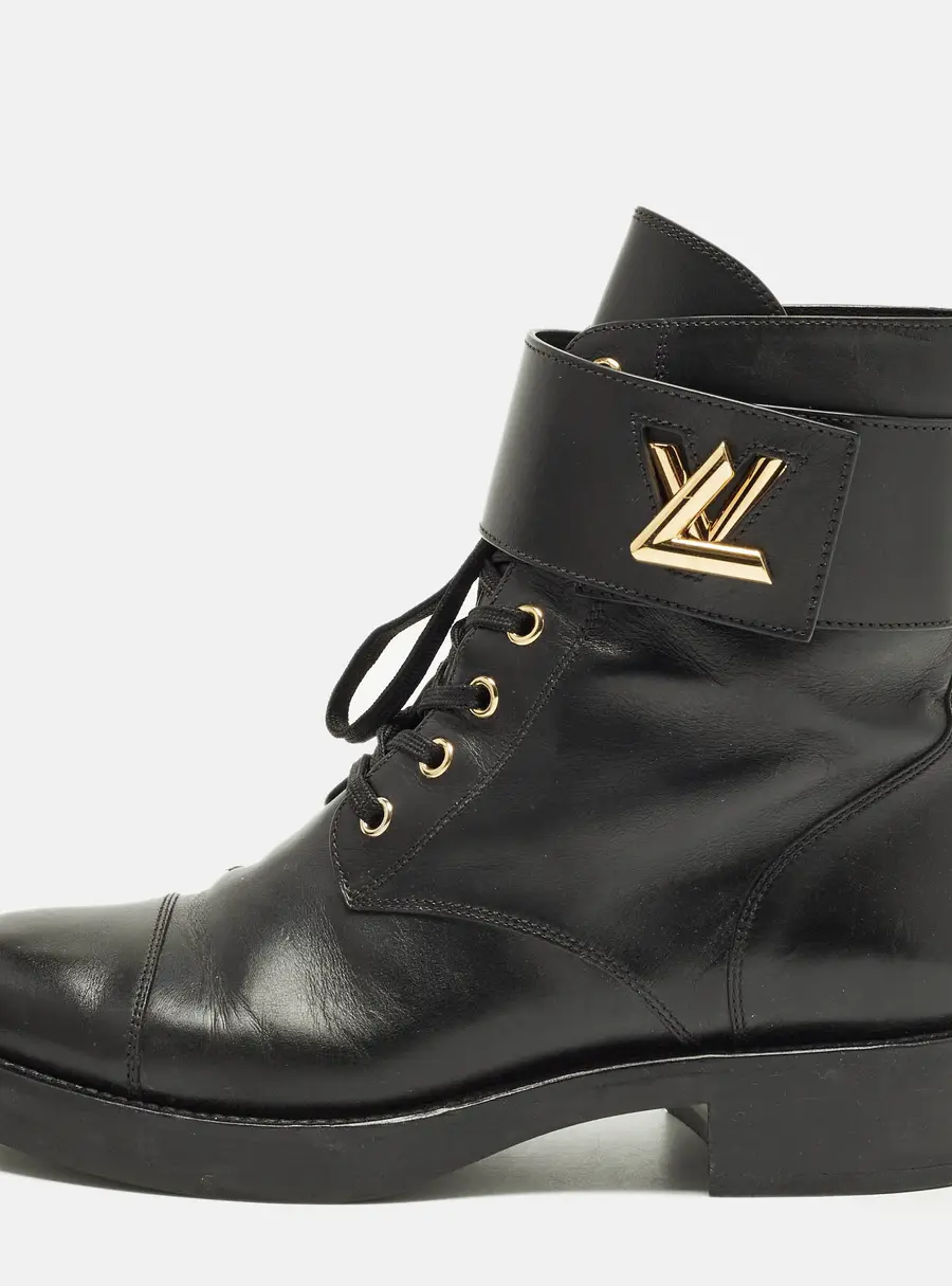 Louis Vuitton Wonderland Ranger Size 38.5 Black Leather Combat Boots