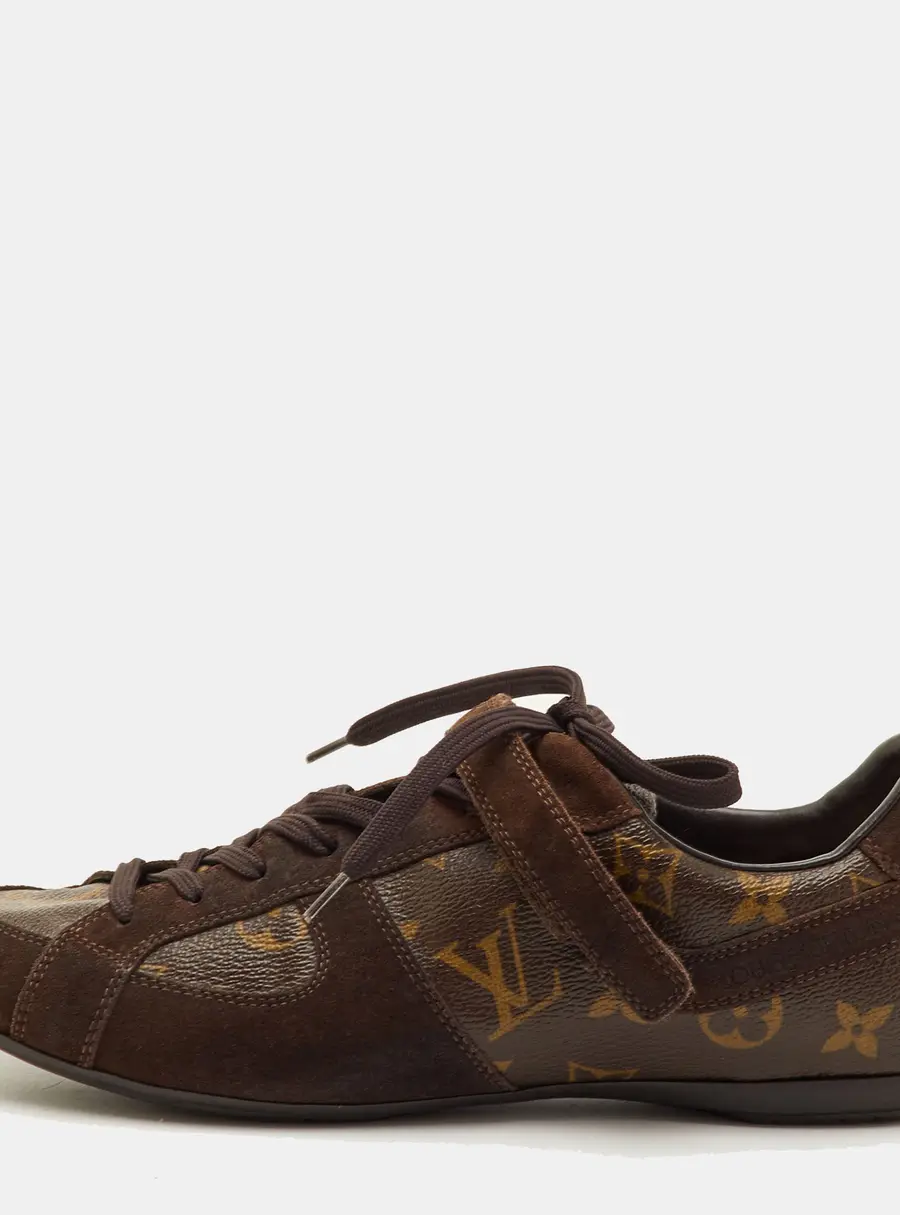 Louis Vuitton Globe Trotter Size 39 Brown Monogram Canvas and Suede Low Top Sneakers