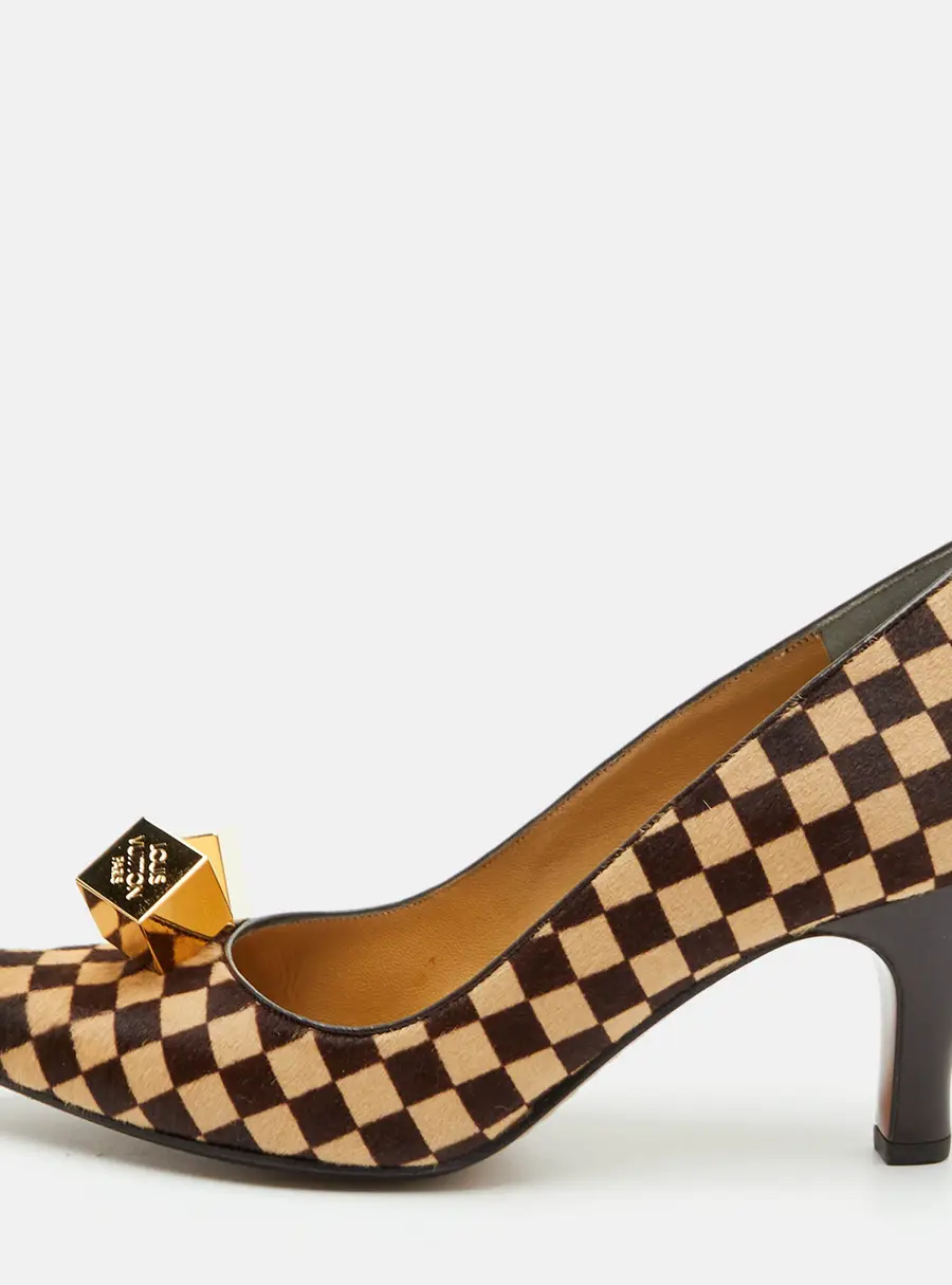 Louis Vuitton Size 37 Brown Damier Sauvage Pony Hair Pumps