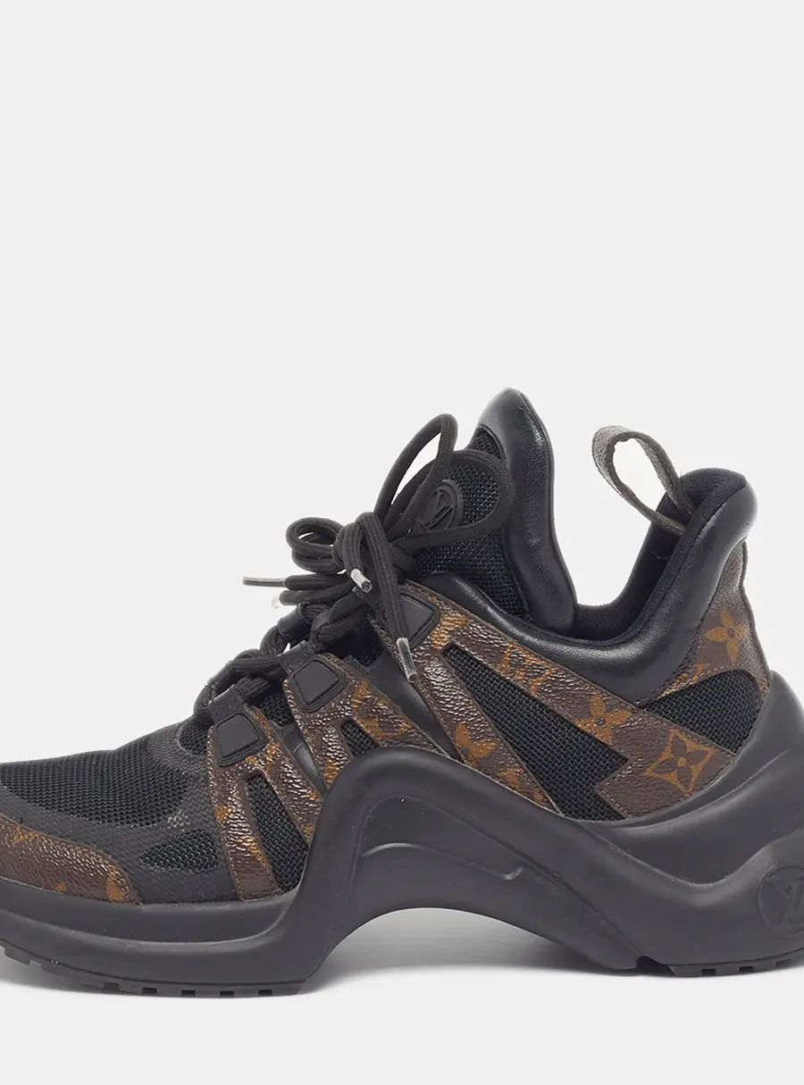 Louis Vuitton Archlight Size 39 Brown/Black Monogram Canvas and Mesh Lace Up Sneakers