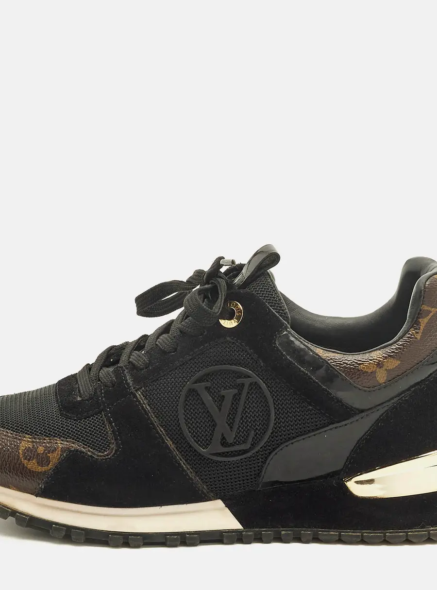 Louis Vuitton Run Away Size 36 Black Mesh, Monogram Canvas and Suede Low Top Sneakers