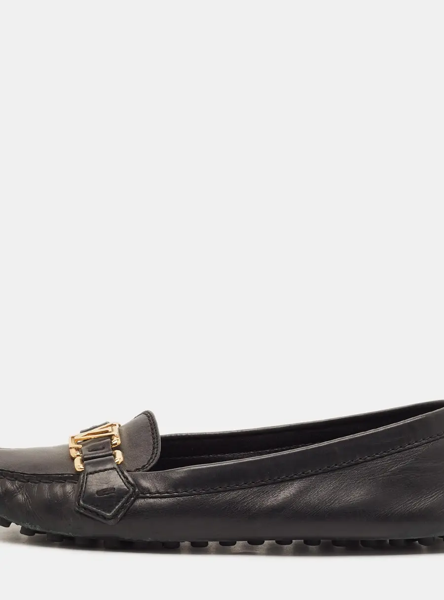 Louis Vuitton Oxford Size 37.5 Black Leather Slip On Loafers
