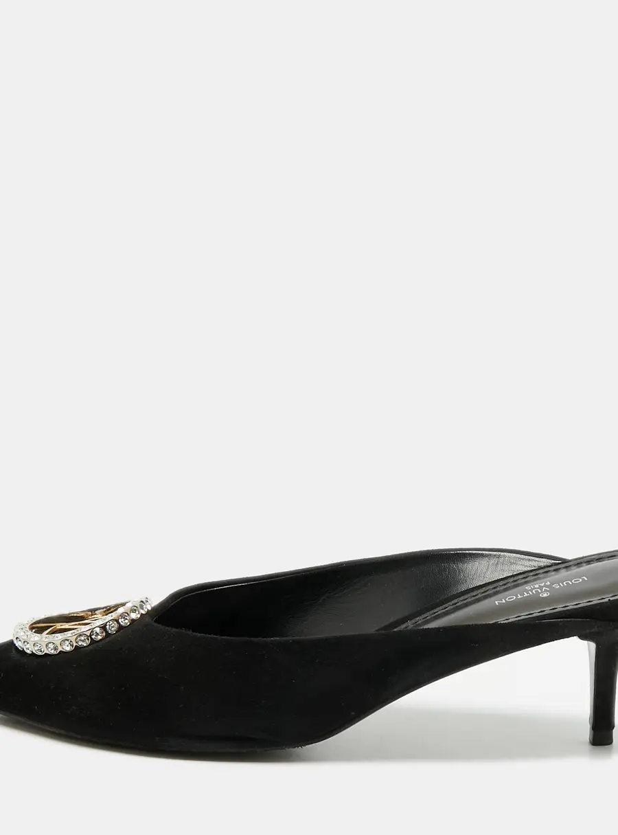 Louis Vuitton Madeleine Size 40 Black Suede Mules