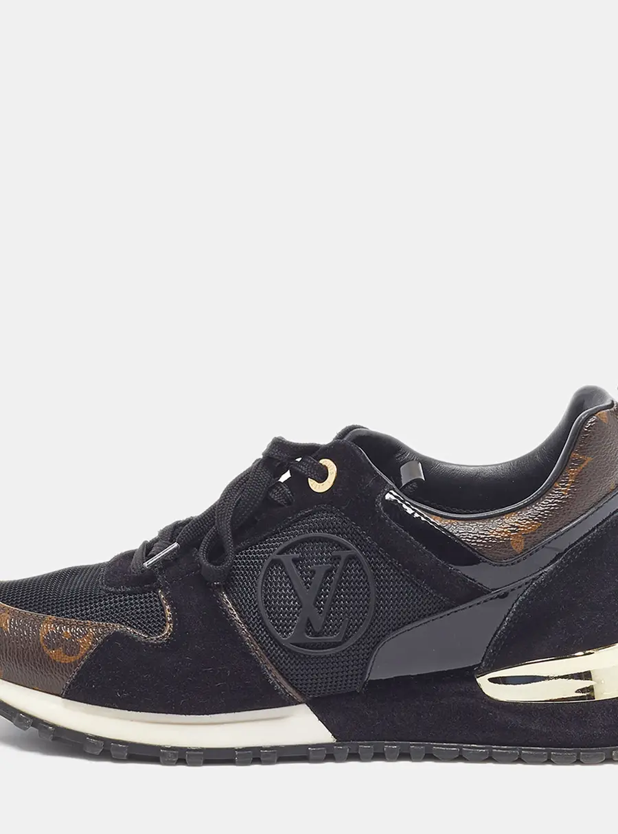 Louis Vuitton Run Away Size 37 Black/Brown Monogram Canvas and Mesh Low Top Sneakers