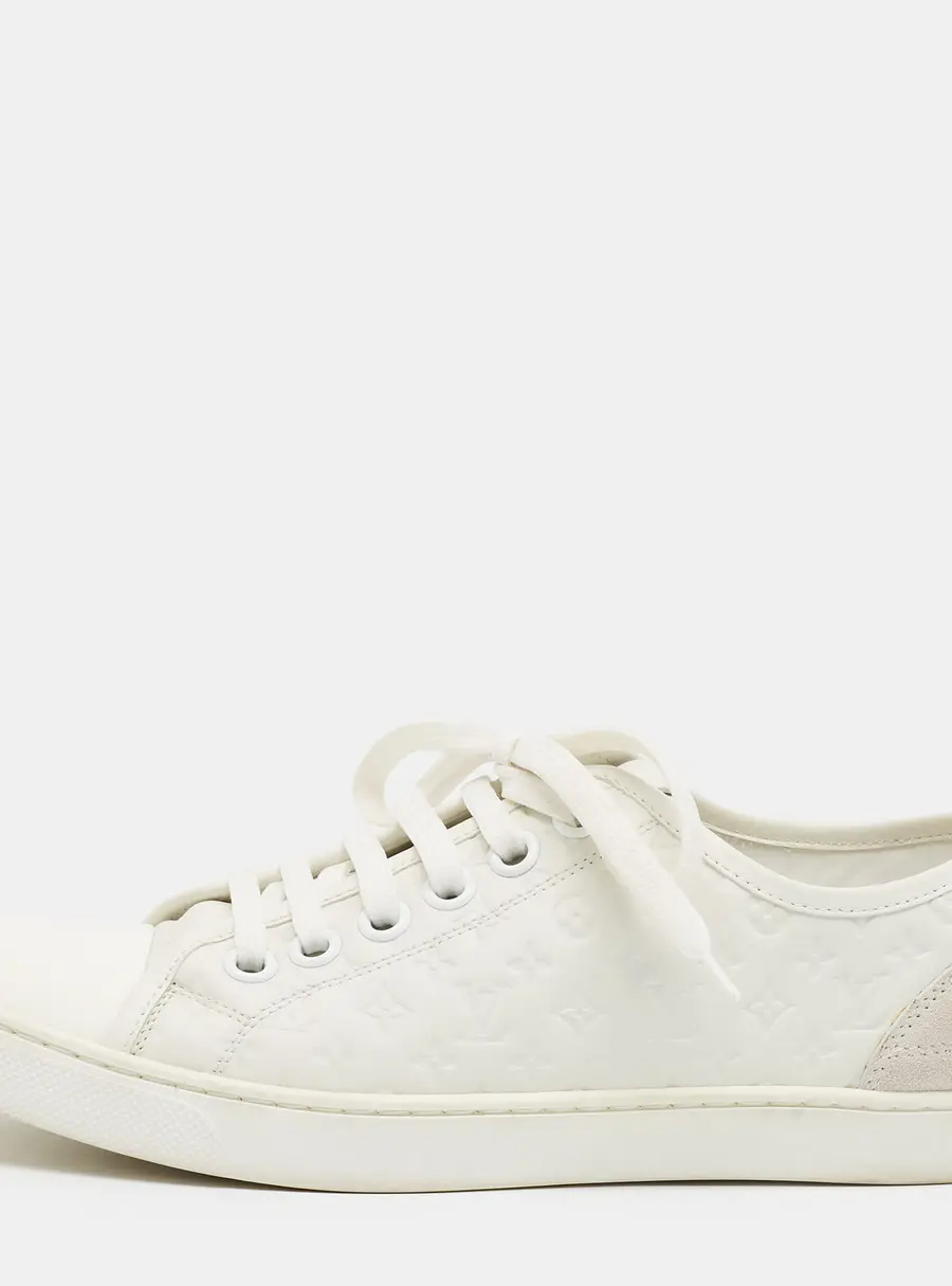 Louis Vuitton Punchy Size 37.5 White Leather Lace Up Sneakers