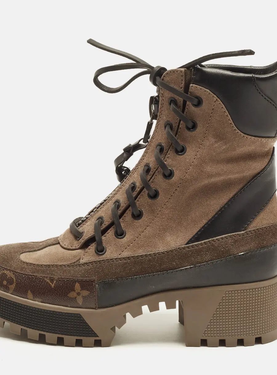 Louis Vuitton Laureate Size 39 Triolor Canvas and Suede Combat Boots