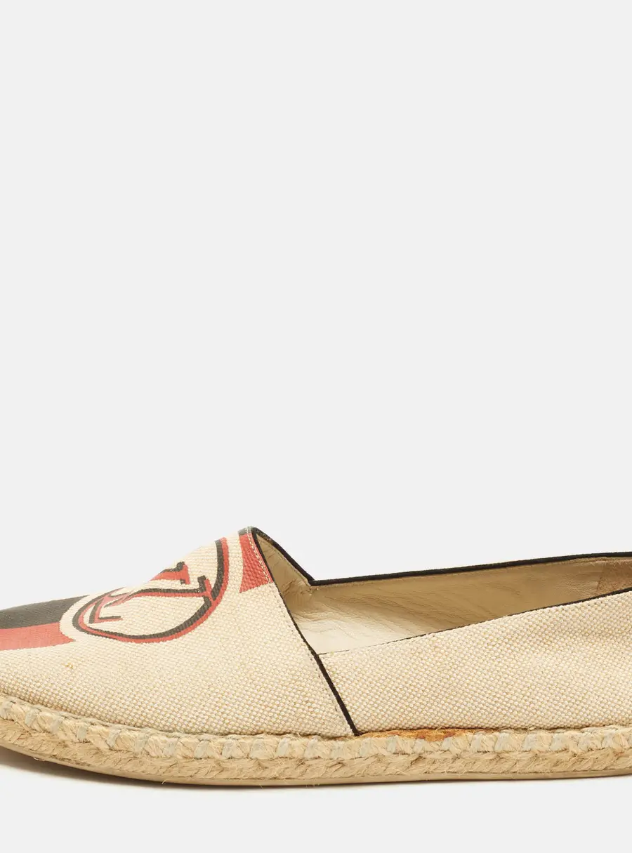 Louis Vuitton Size 37 Beige Canvas Logo Print Espadrille Flats