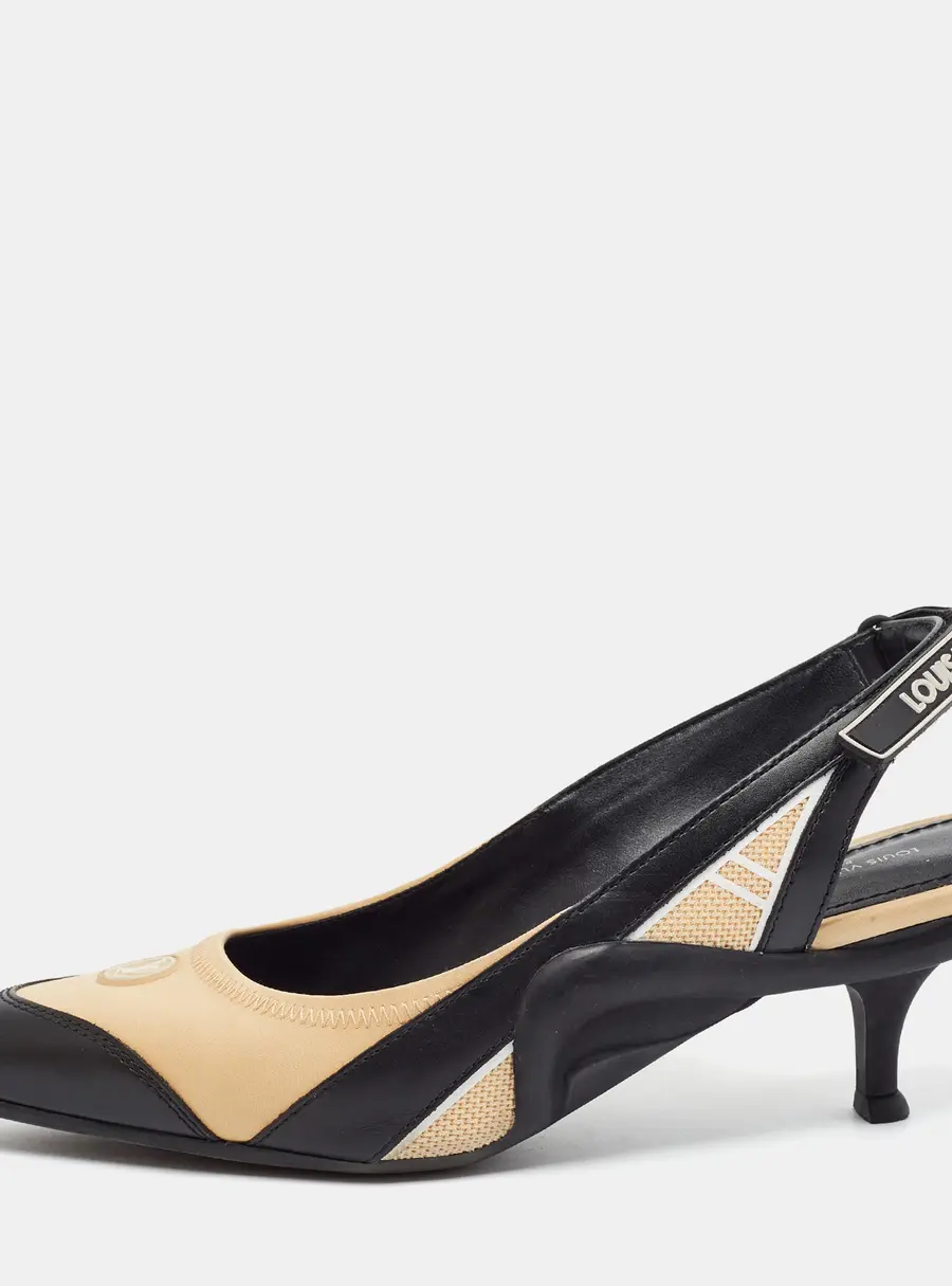 Louis Vuitton Archlight Size 38.5 Black/Beige Leather and Neoprene Slingback Pumps