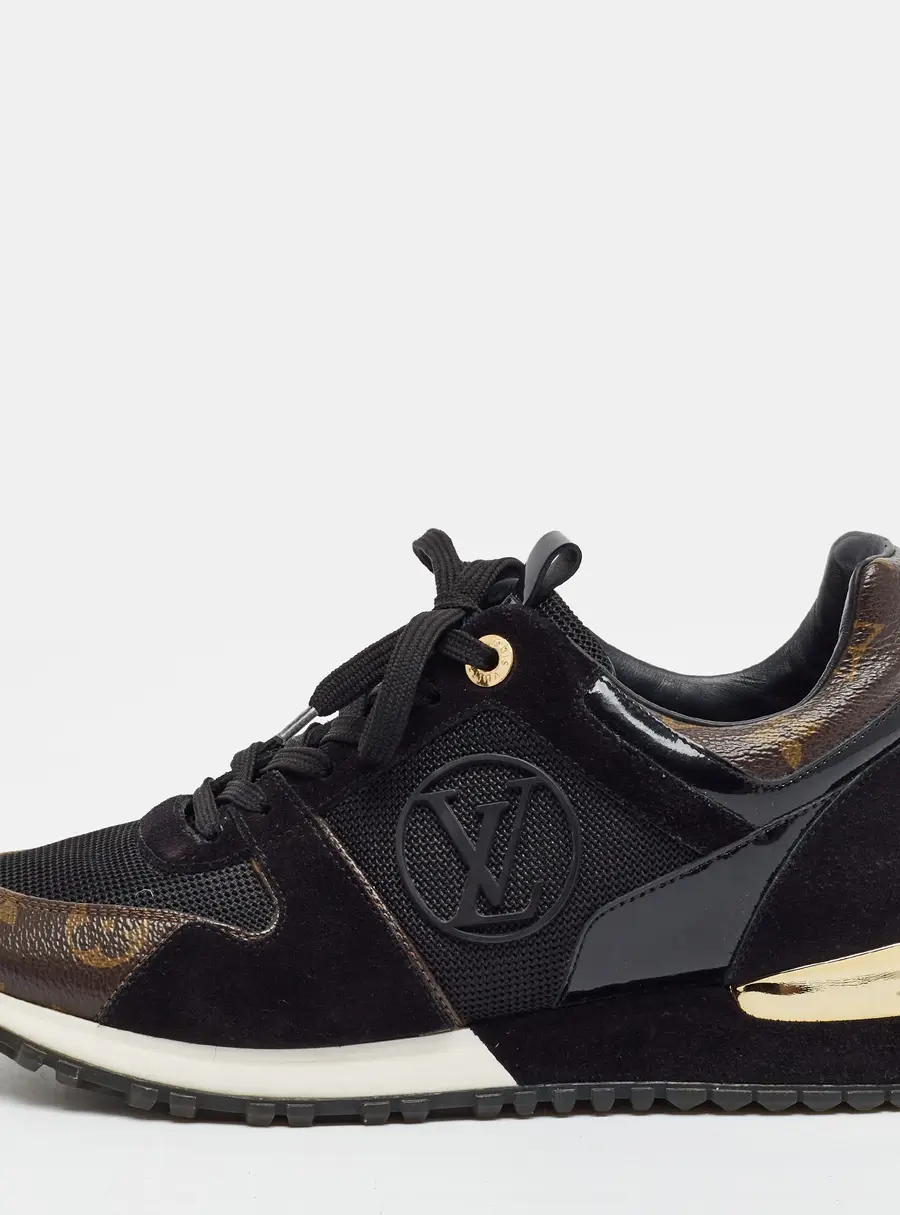 Louis Vuitton Run Away Size 37 Black Canvas and Mesh Lace Up Sneakers