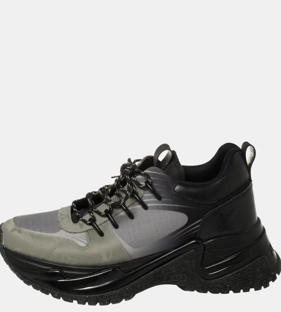 Louis Vuitton Black/Grey Leather And Mesh Run Away Pulse Low Top Sneakers Size 35
