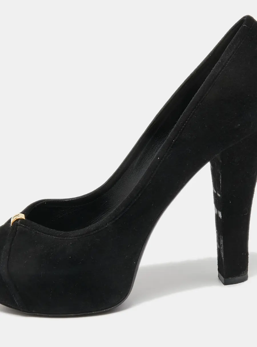 Louis Vuitton Black Suede Peep Toe Pumps Size 39