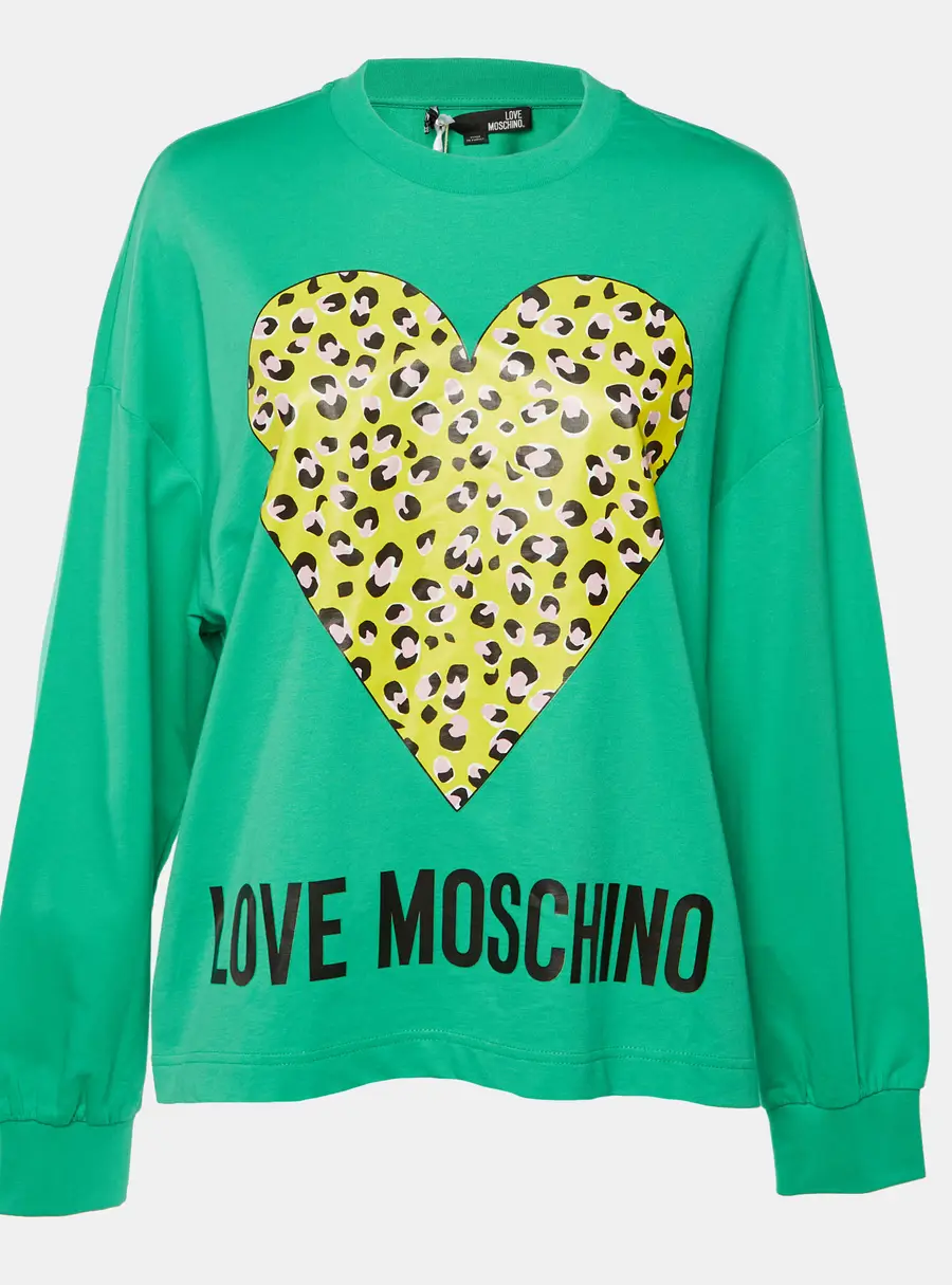 Love Moschino Green Logo Print Oversized Sweatshirt M
