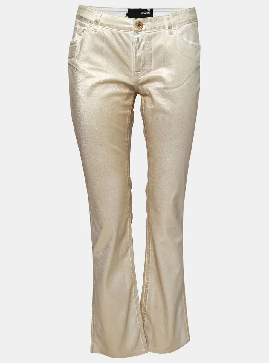 Love Moschino Gold Foil Print Denim Straight Fit Jeans M/Waist: 30.5"