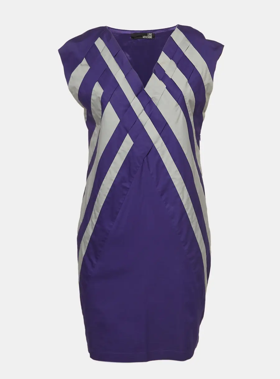 Love Moschino Purple Poplin Braided Detail Shift Dress M